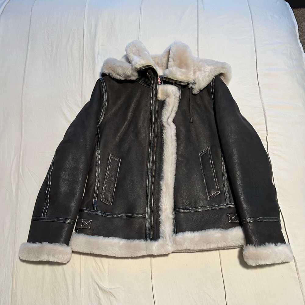 Real Sheepskin Lined Bomber Jacket Like New